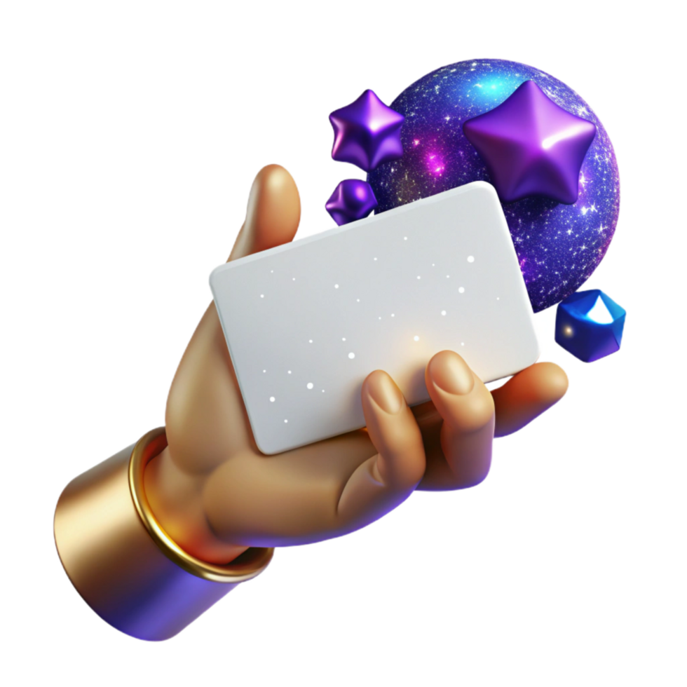vibrant abstract Hand Holding Out Blank White Card Isolated authentic png
