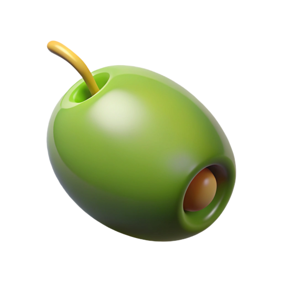 dramatic rustic A single green olive with a pimento, high resolution png