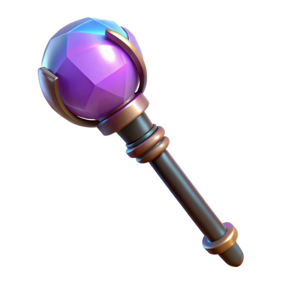 serene artistic A magical staff, topped with a glowing crystal orb professional png