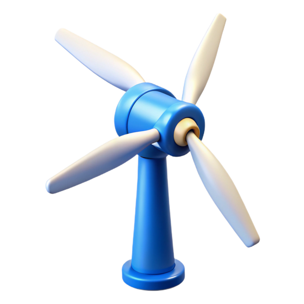 serene rustic A wind turbine generating clean energy, dynamic motion blur, clear blue sky authentic png