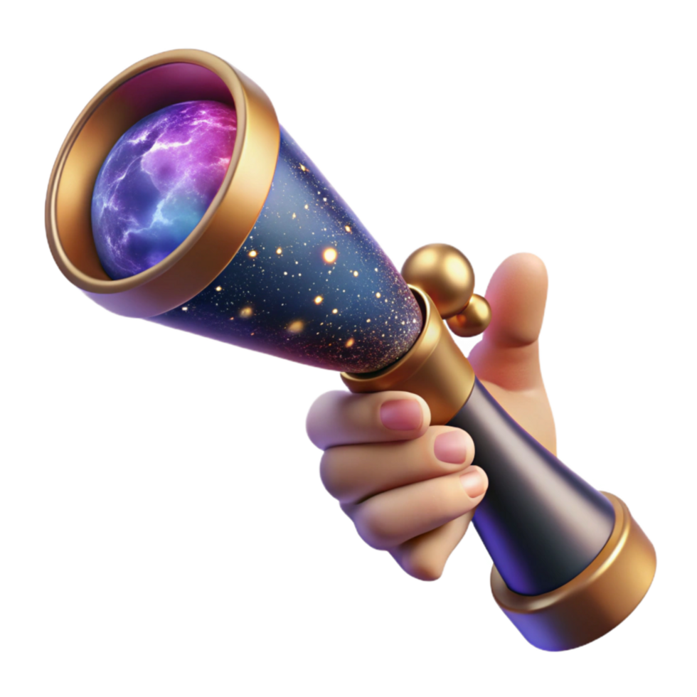 impressive creative Hand Holding Telescope Pointed at Sky Isolated Element high resolution png