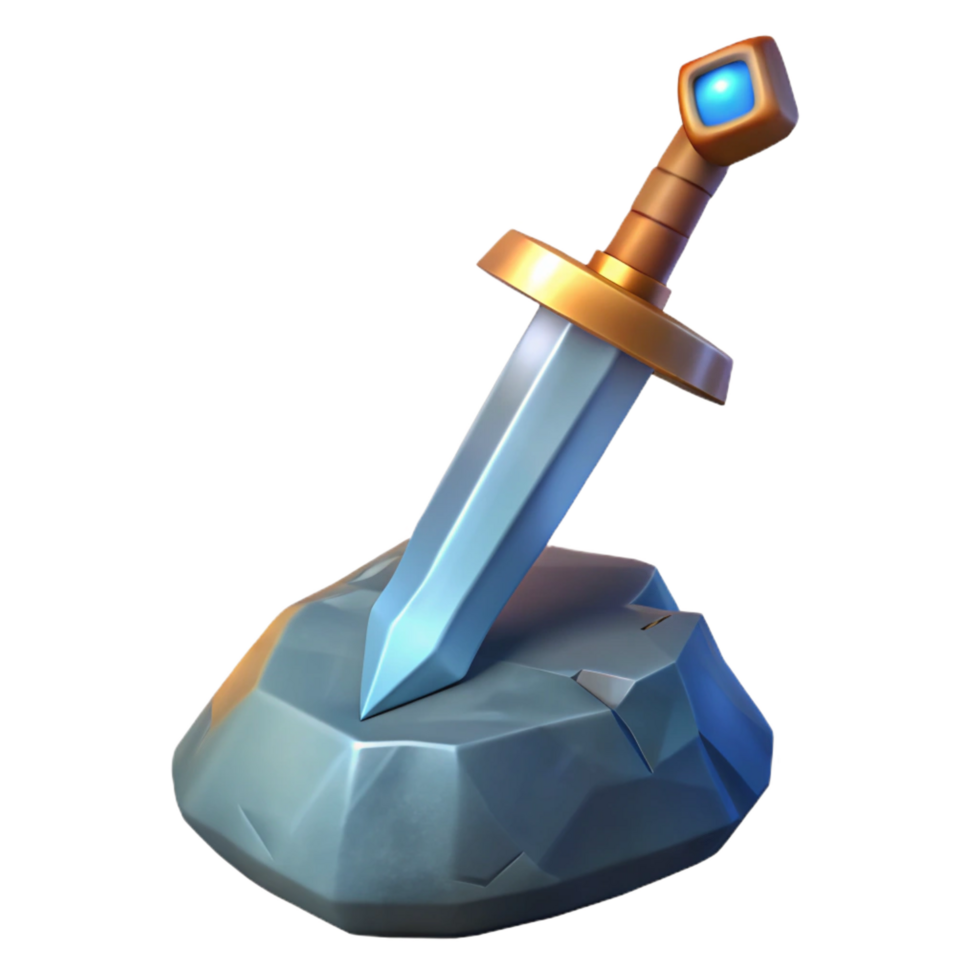 impressive rustic A gleaming longsword, embedded in a stone high resolution png