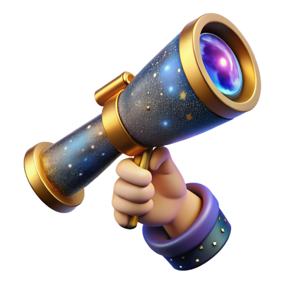 stunning traditional Hand Holding Telescope Pointed at Sky Isolated Element detailed png