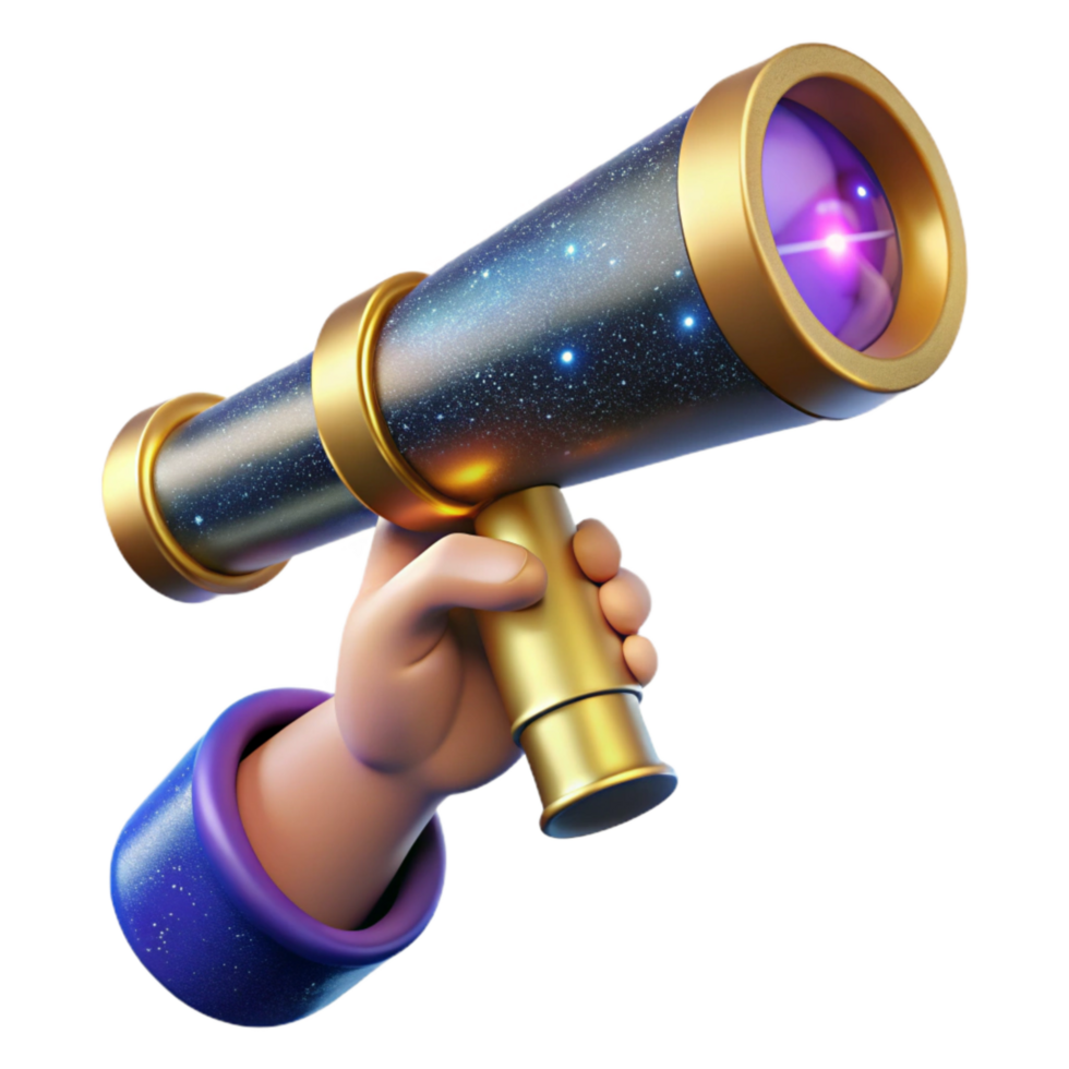 magnificent minimalist Hand Holding Telescope Pointed at Sky Isolated Element png