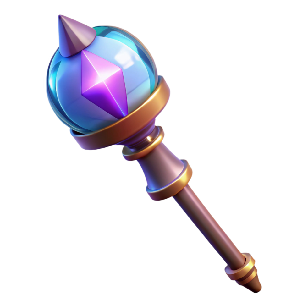 extraordinary abstract A magical staff, topped with a glowing crystal orb high quality png