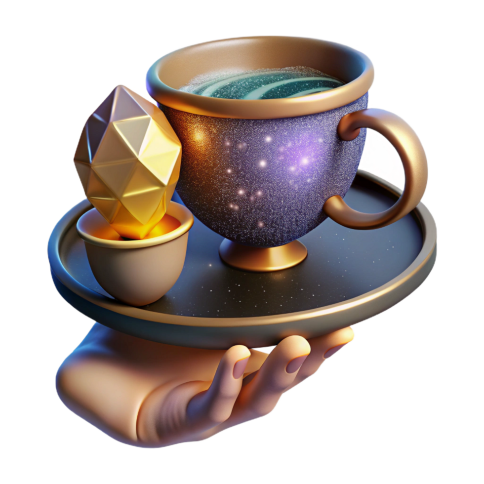 serene vintage Hand Holding Teacup Side View Cutout Element detailed png