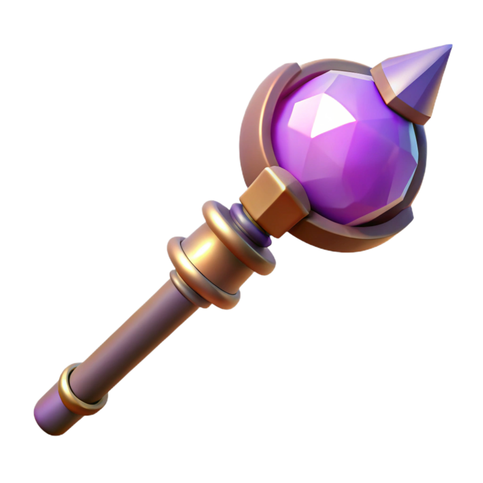 impressive creative A magical staff, topped with a glowing crystal orb high quality png