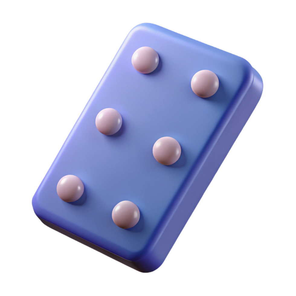 beautiful creative A single domino tile, double six, professional png