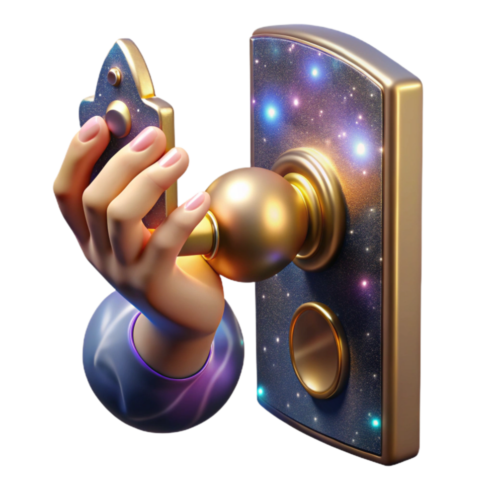 vibrant rustic Hand Reaching for Doorknob Isolated genuine png