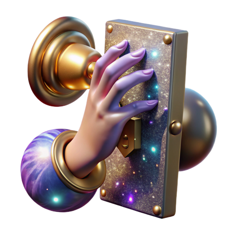 dramatic rustic Hand Reaching for Doorknob Isolated png