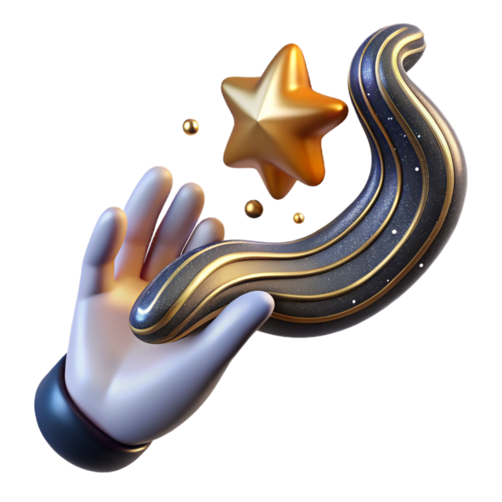 impressive rustic Hand Reaching for Falling Star with Trail Cutout premium png