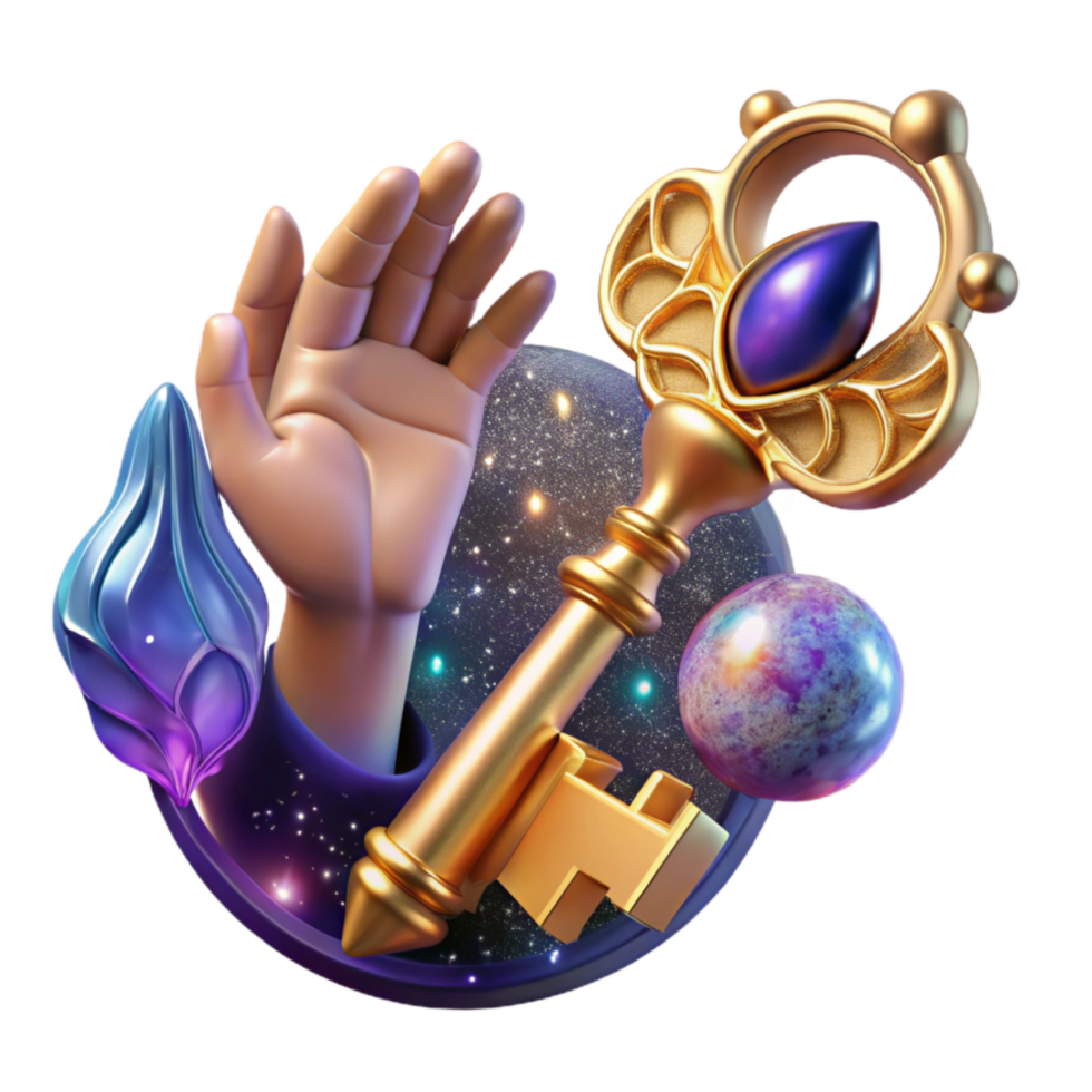 elegant modern Hand Reaching for Key with Intricate Design Cutout authentic png