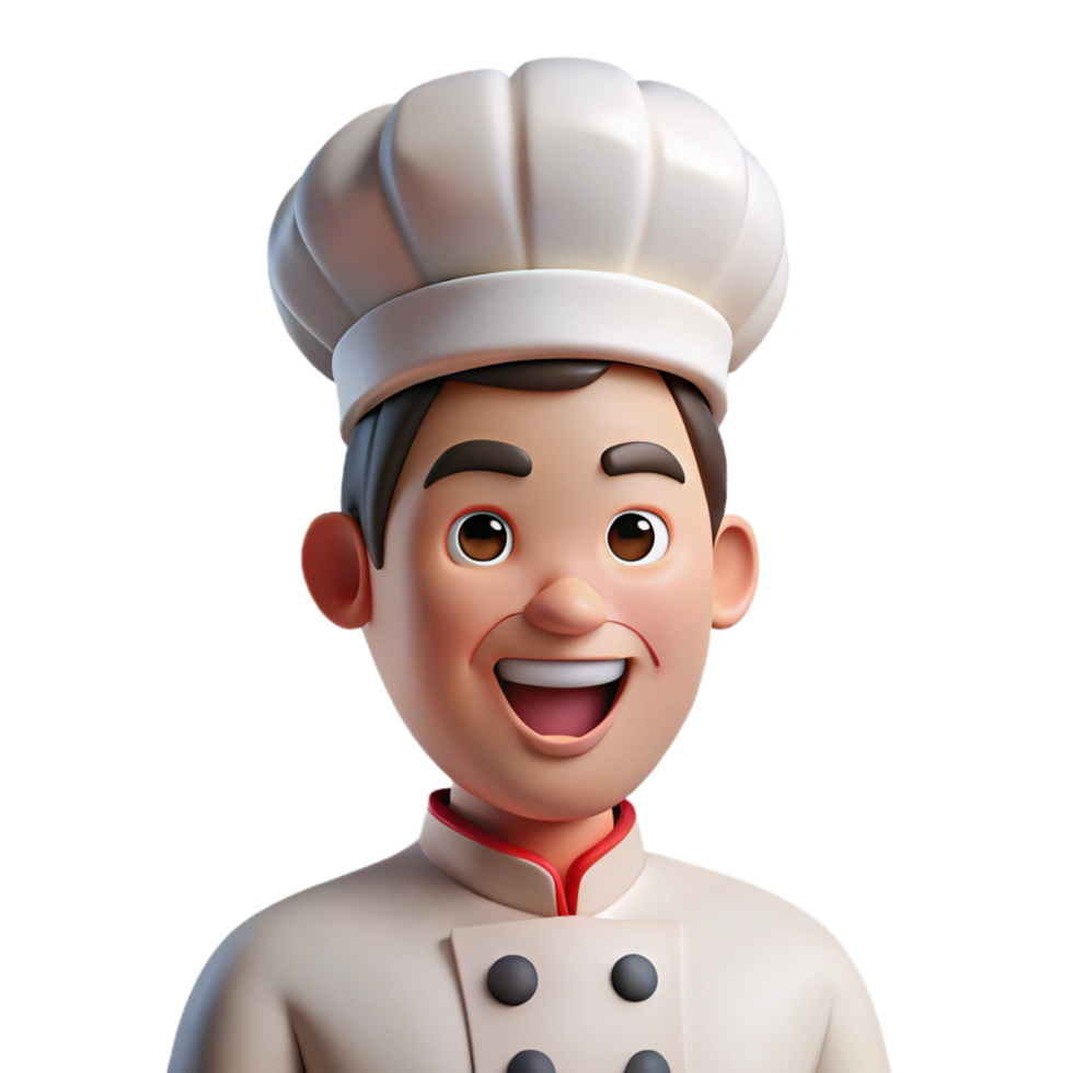 dramatic creative Smiling chef in white uniform, authentic png