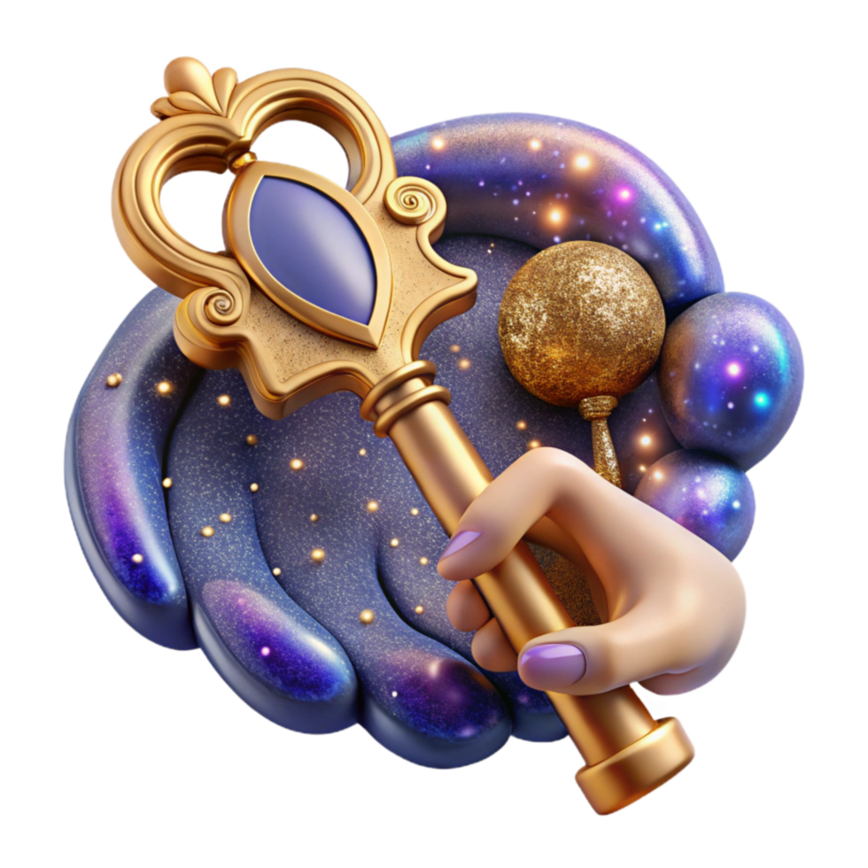 impressive rustic Hand Reaching for Key with Intricate Design Cutout original png