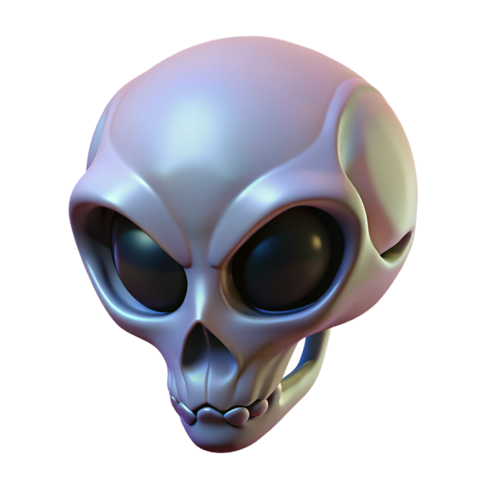 serene vintage Alien skull with elongated cranium high resolution png
