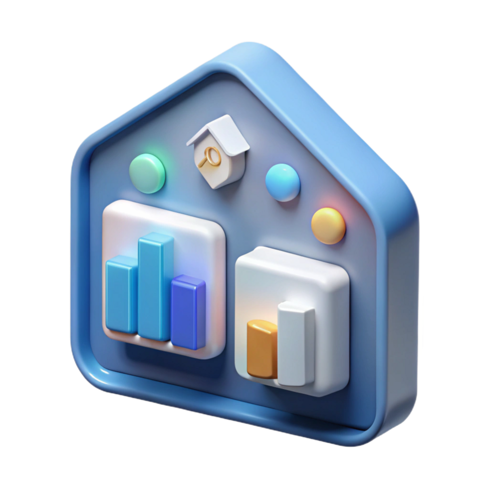 stunning abstract A smart home interface displaying various data points, minimalist design, soft white lighting professional png