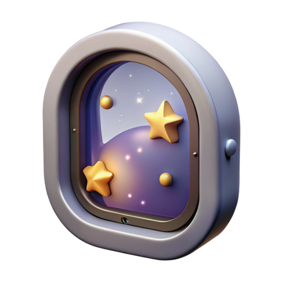 beautiful vintage Spaceship window, view of stars just the window professional png