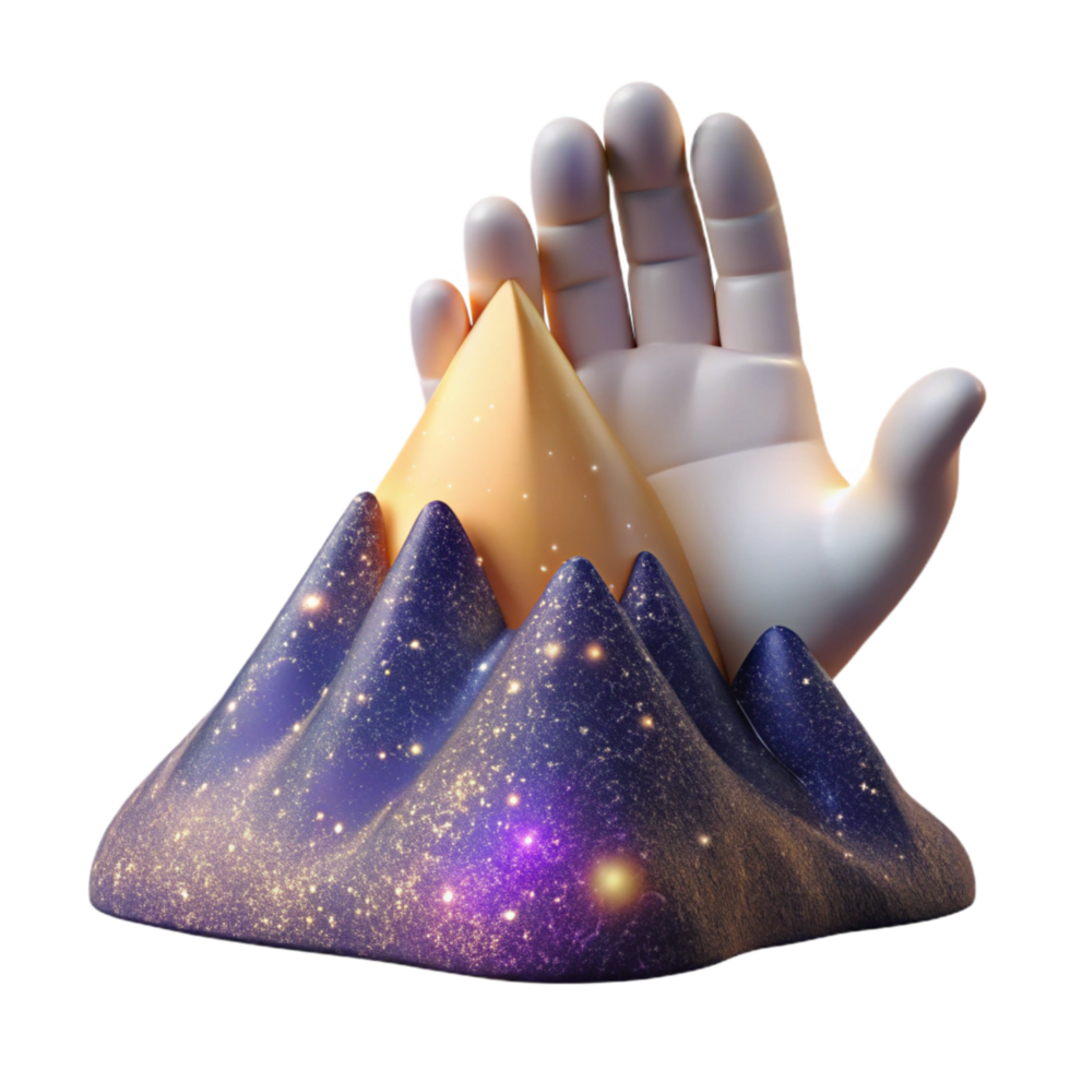 beautiful abstract Hand Reaching for Summit with Bright Sky Cutout Transparent Background detailed png
