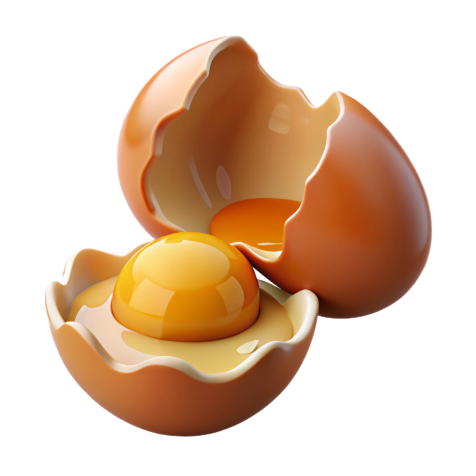 wonderful artistic A cracked eggshell with yolk spilling out, 4K png
