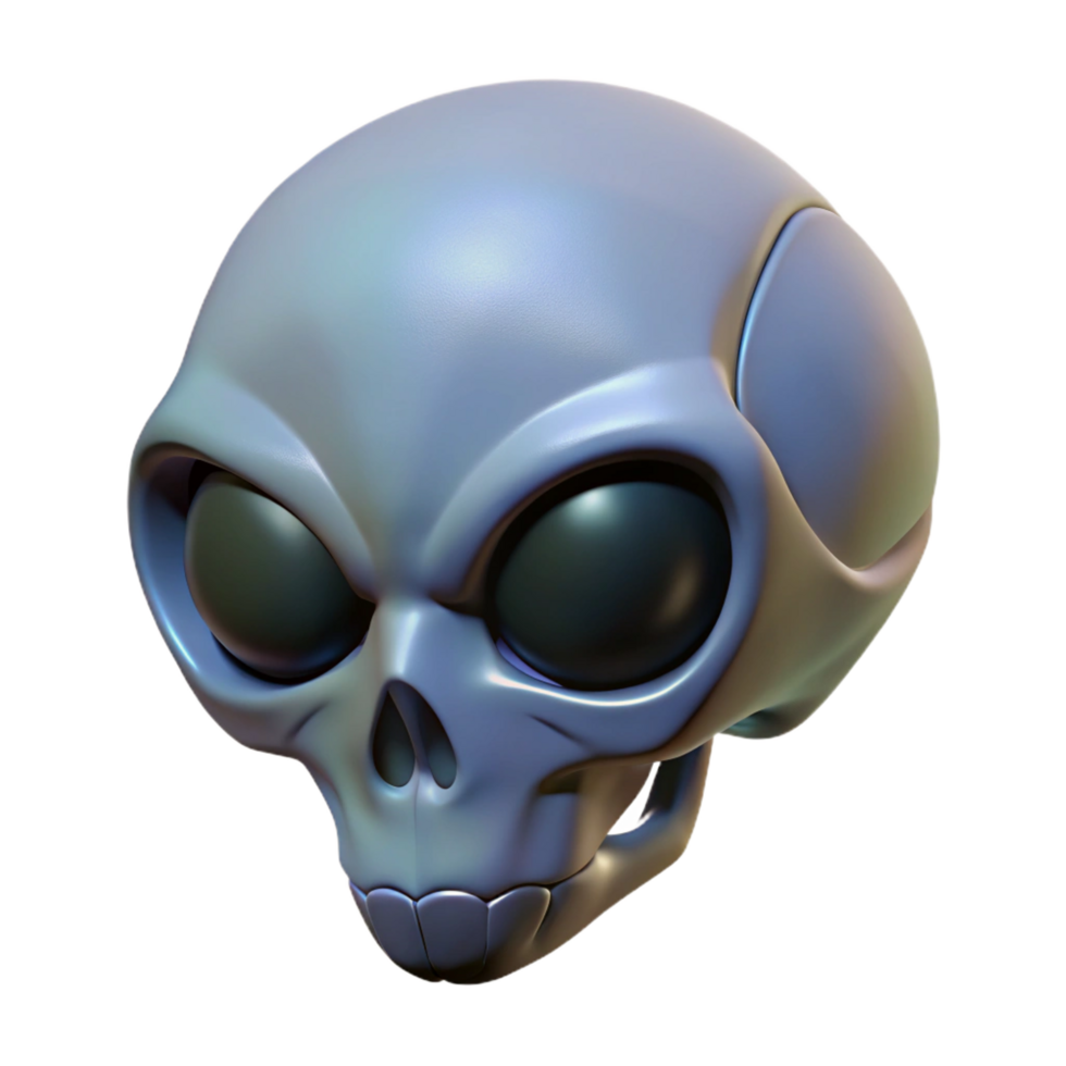 vibrant minimalist Alien skull with elongated cranium premium png