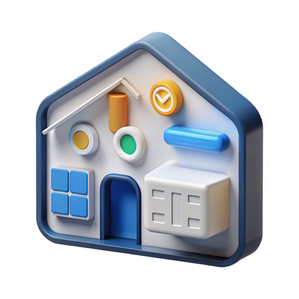 beautiful modern A smart home interface displaying various data points, minimalist design, soft white lighting genuine png