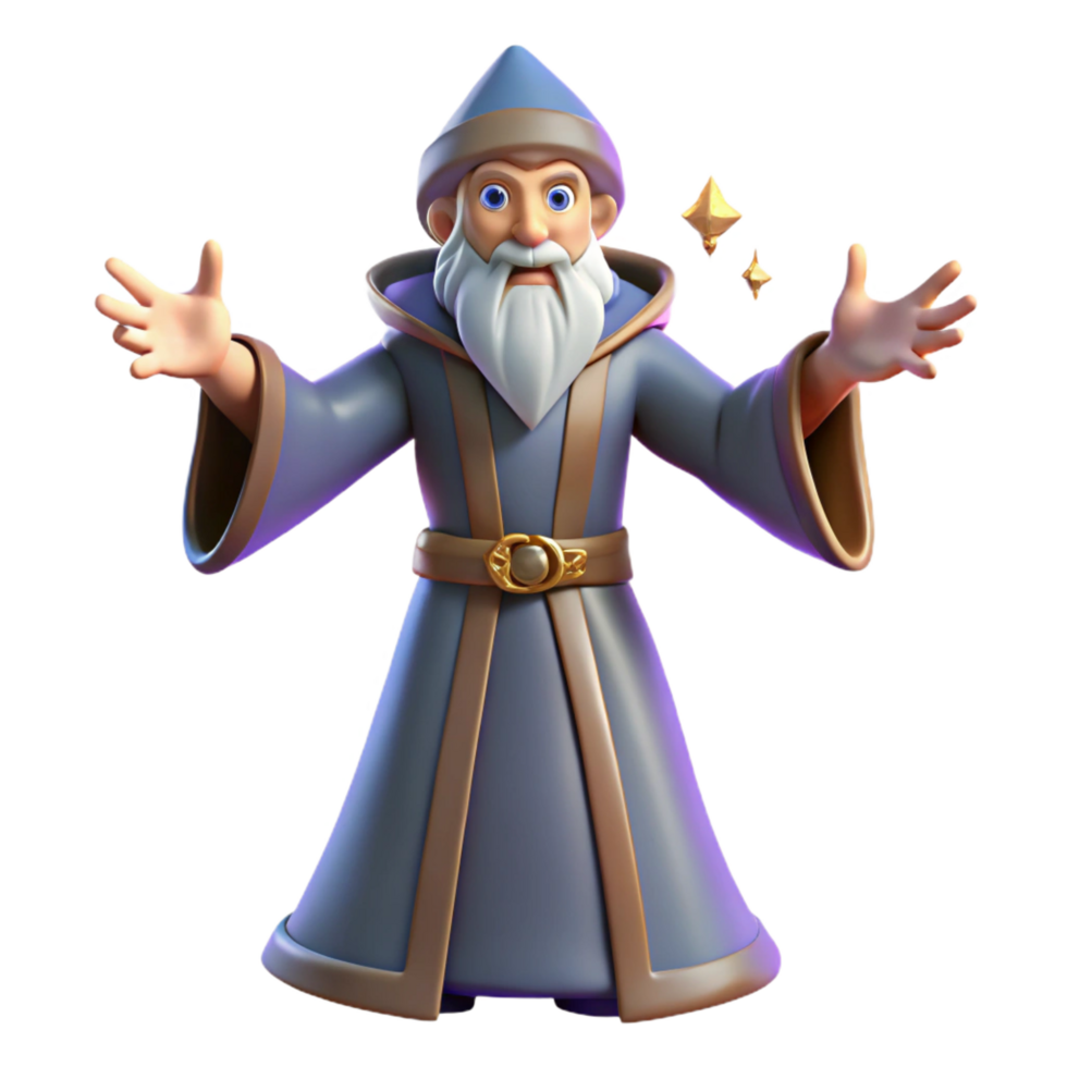 beautiful creative A powerful wizard, casting a spell with outstretched hands high resolution png