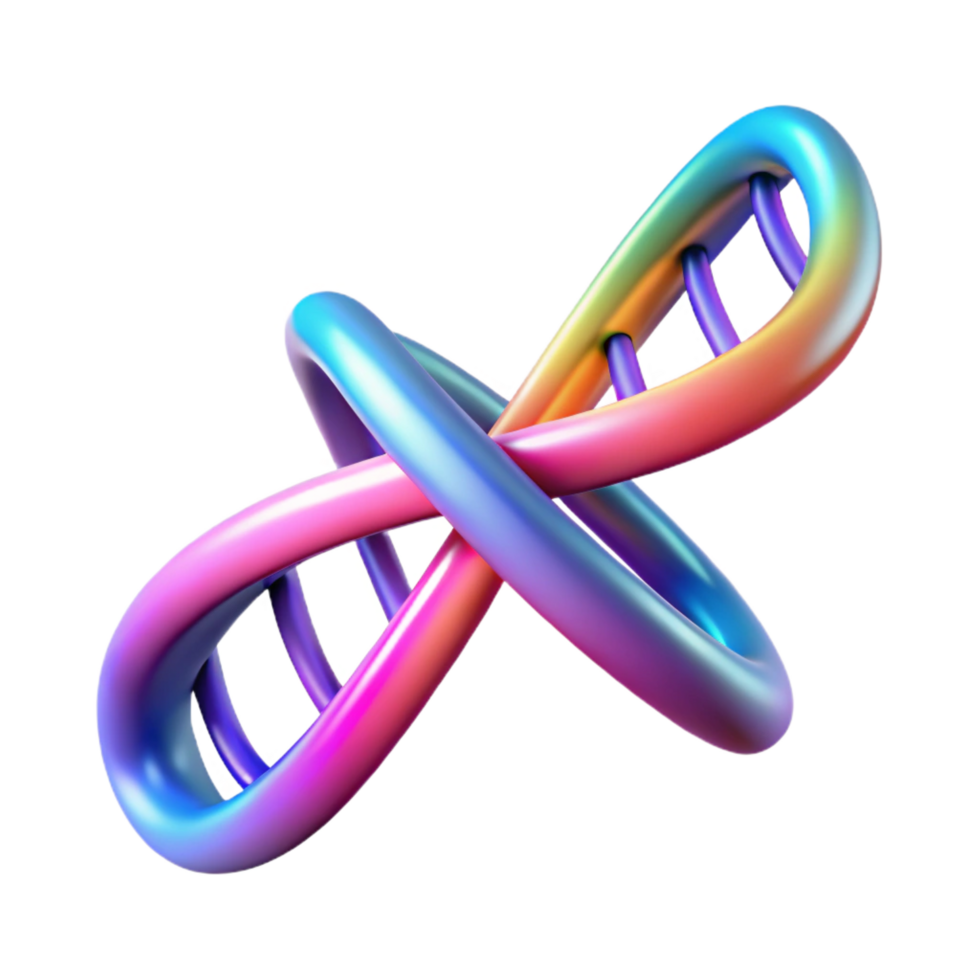 stunning modern A DNA double helix transforming into a digital data stream, vibrant gradient colors, abstract style professional png