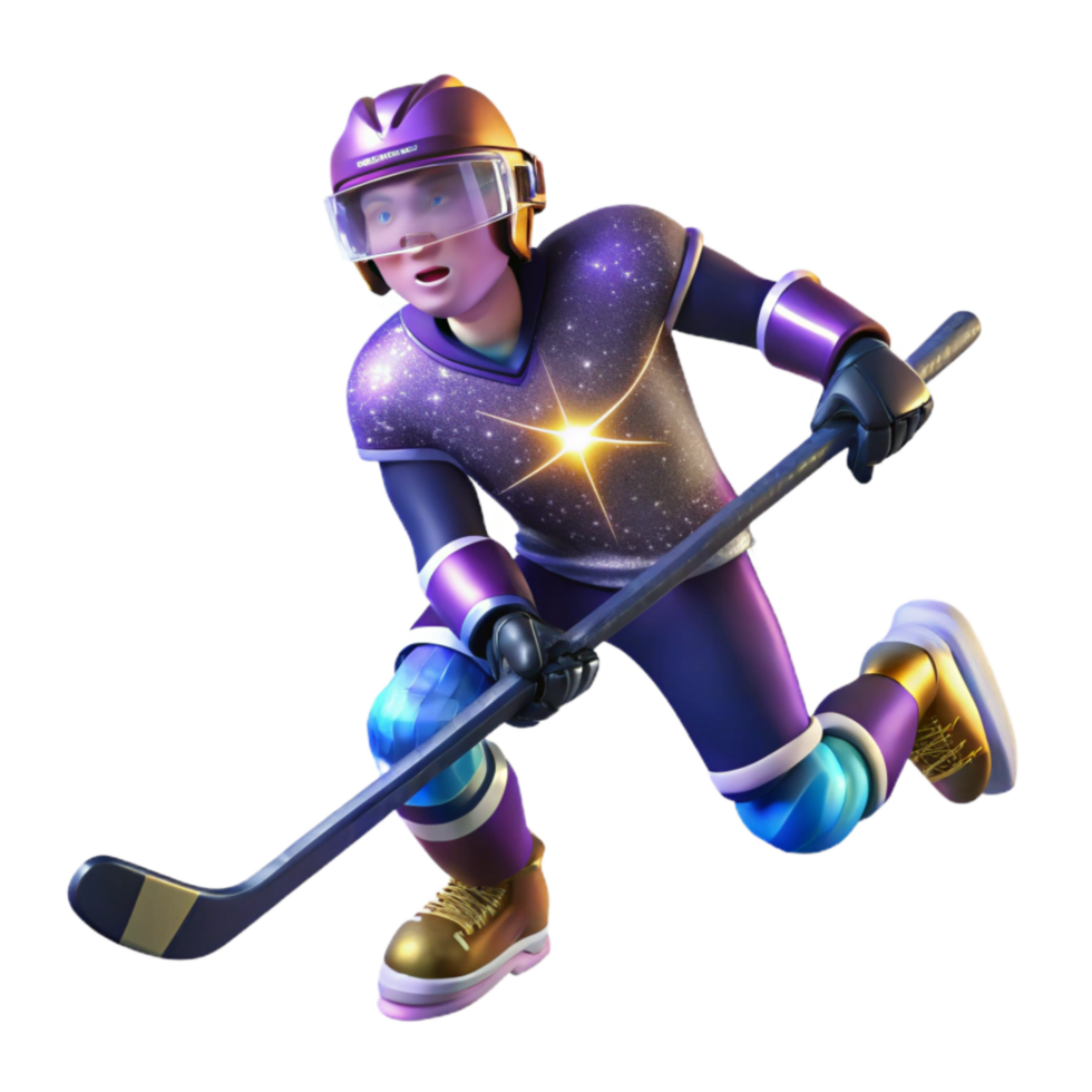 serene abstract Hockey Player Scoring Goal Cutout with Celebratory Pose png