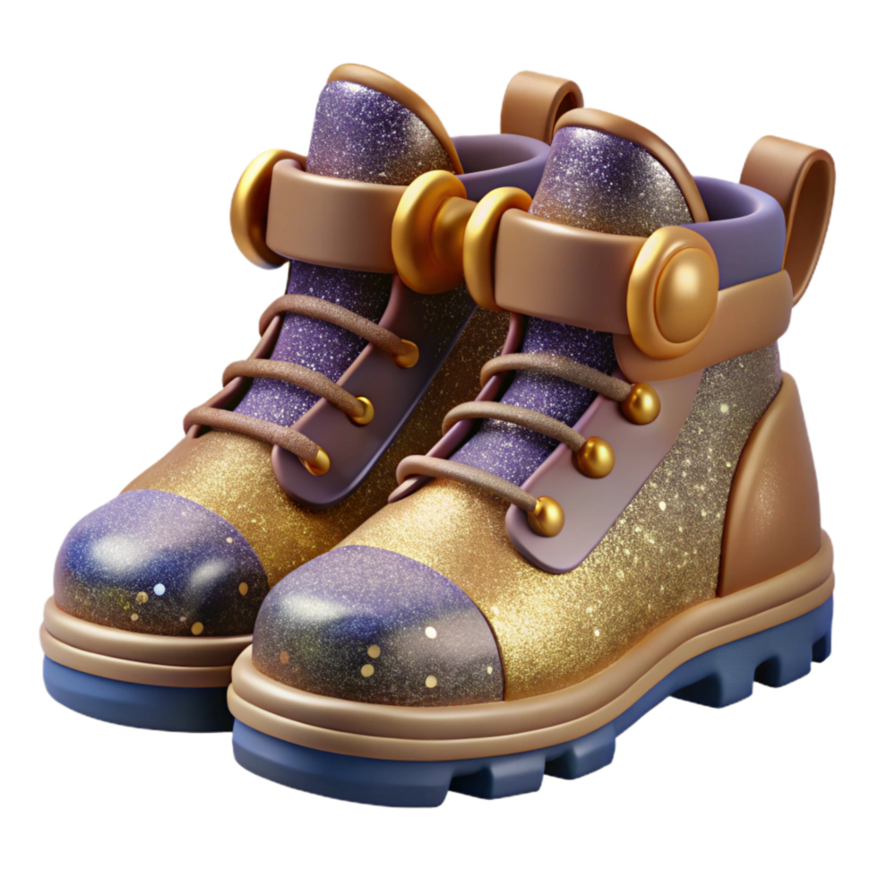 serene contemporary Hiking Boots with Mud Splatters Cutout Isolated professional png