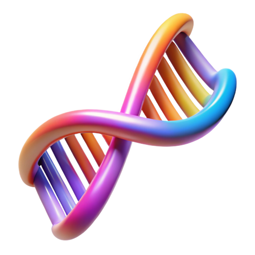 magnificent modern A DNA double helix transforming into a digital data stream, vibrant gradient colors, abstract style 4K png