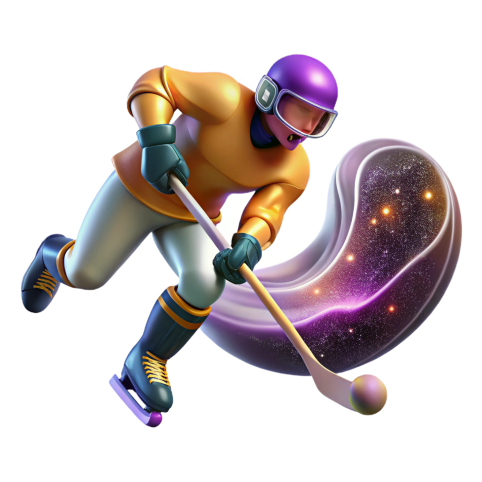 beautiful modern Hockey Player Shooting Puck Isolated with Powerful Shot high resolution png