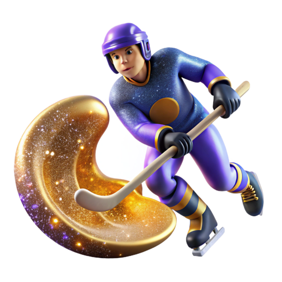 beautiful classic Hockey Player Shooting Puck Isolated with Powerful Shot detailed png