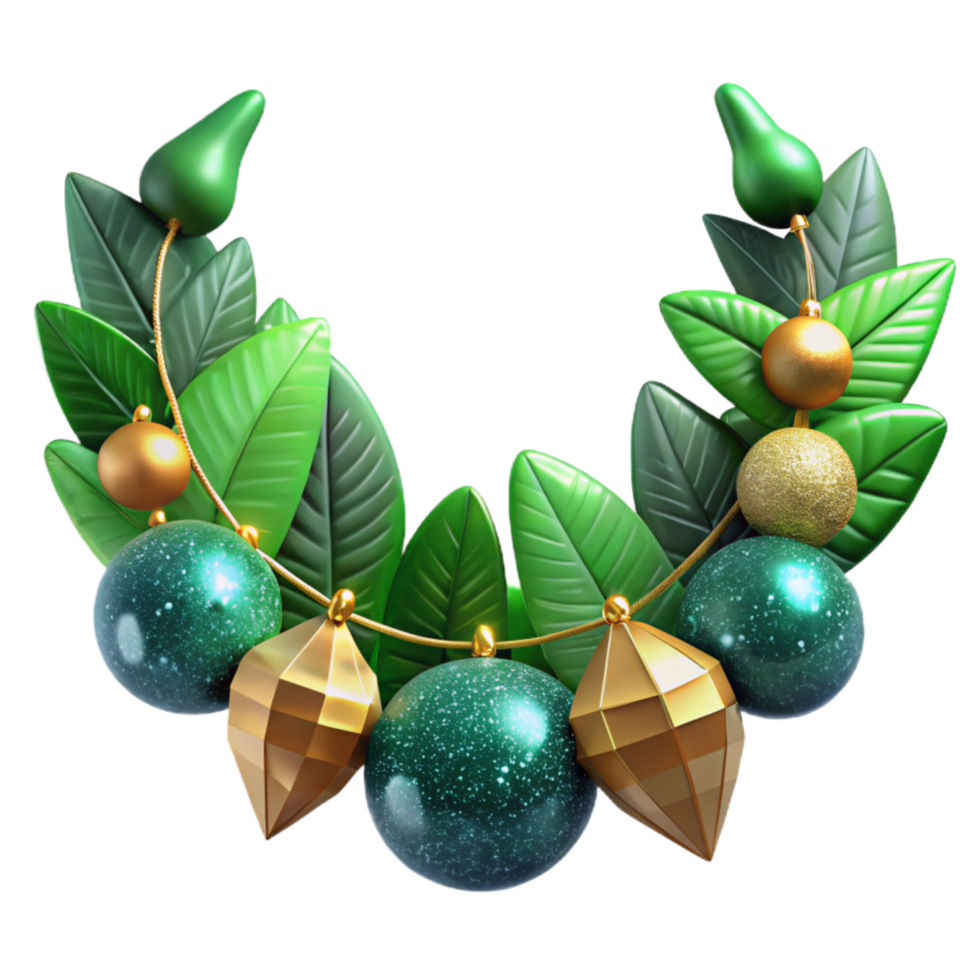 beautiful modern Holiday Garland with Green Leaves Transparent Cutout authentic png