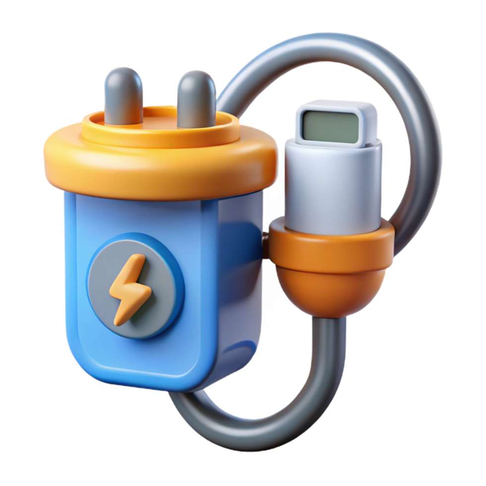 elegant artistic Electric car charging station plug detailed png