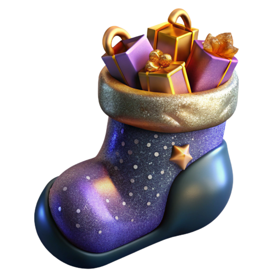 wonderful classic Holiday Stocking with Gifts Inside Transparent Cutout exclusive png