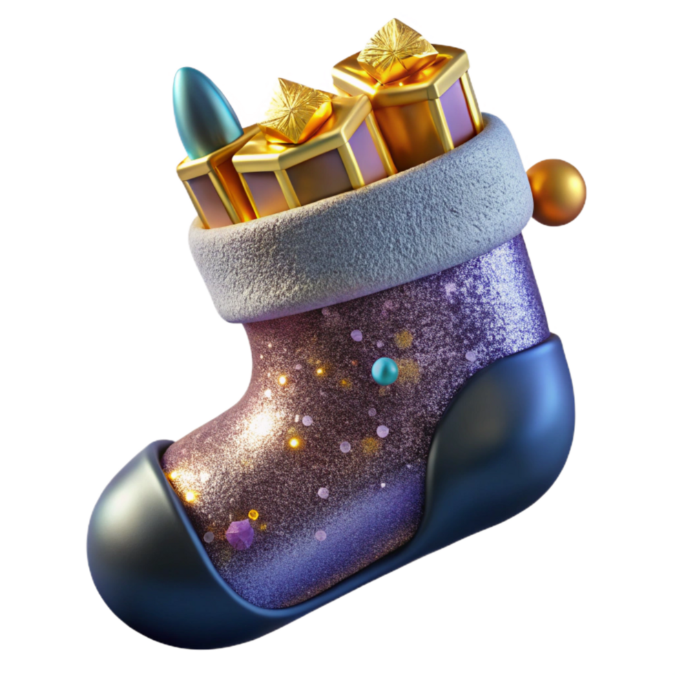 elegant rustic Holiday Stocking with Gifts Inside Transparent Cutout high quality png