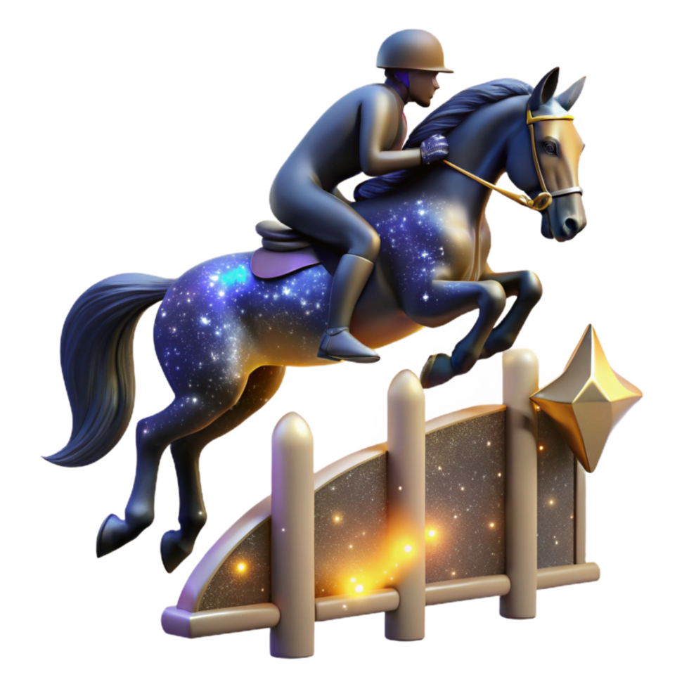 stunning artistic Horseback Rider Jumping Fence Transparent Background with Bold Movement high resolution png
