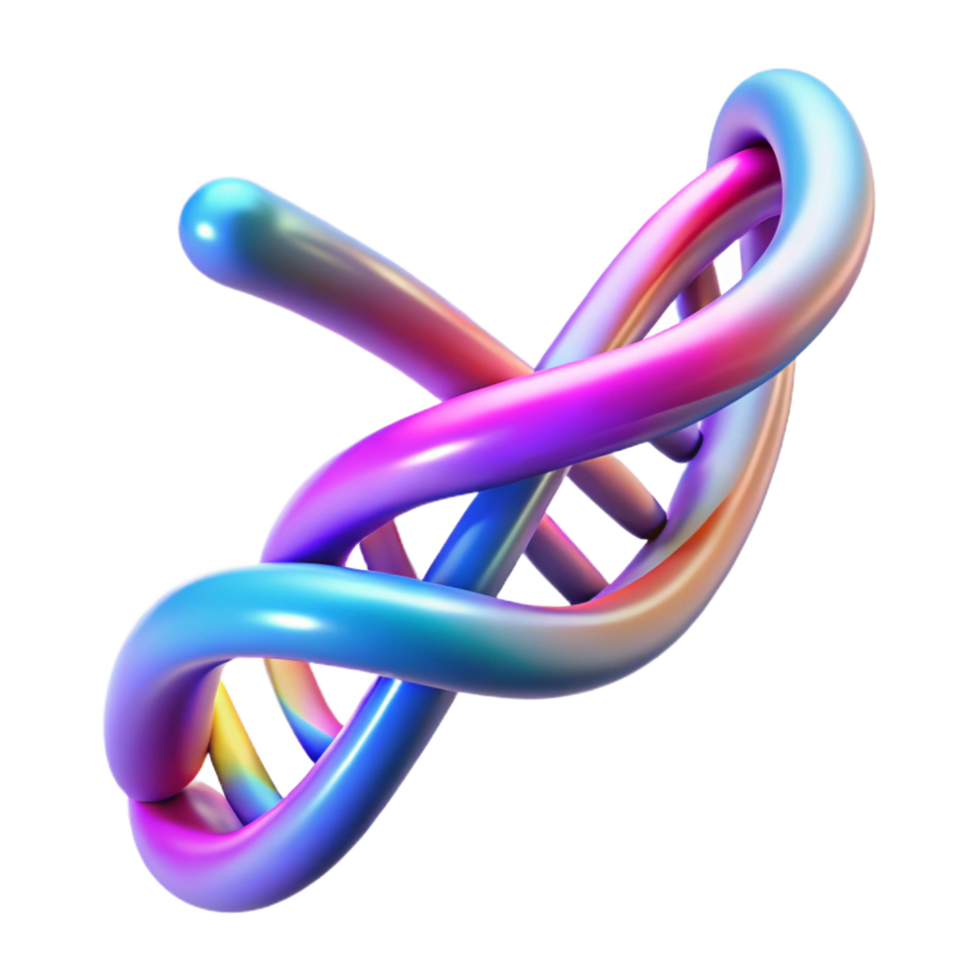 serene classic A DNA double helix transforming into a digital data stream, vibrant gradient colors, abstract style authentic png