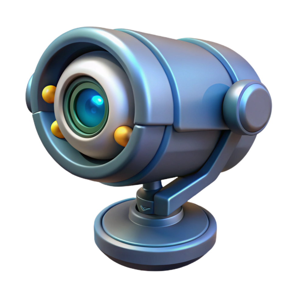 serene artistic Sci-fi security camera, rotating lens, motion sensors detailed png