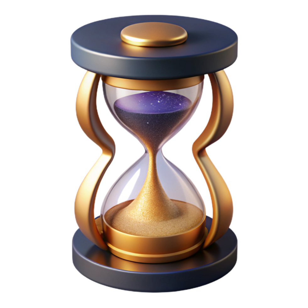 elegant artistic Hourglass with Sand Flowing Isolated Cutout authentic png