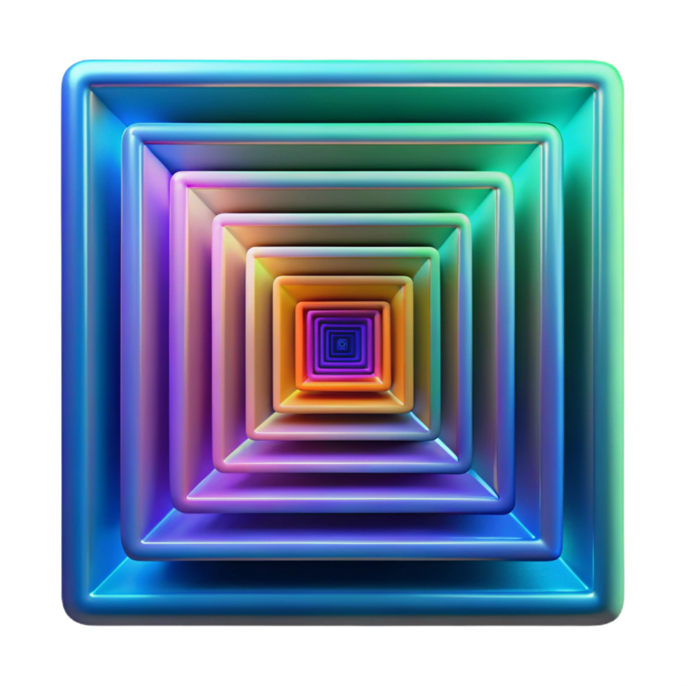 impressive creative A series of concentric squares, radiating outwards with vibrant, neon colors, in a psychedelic, op art style exclusive png