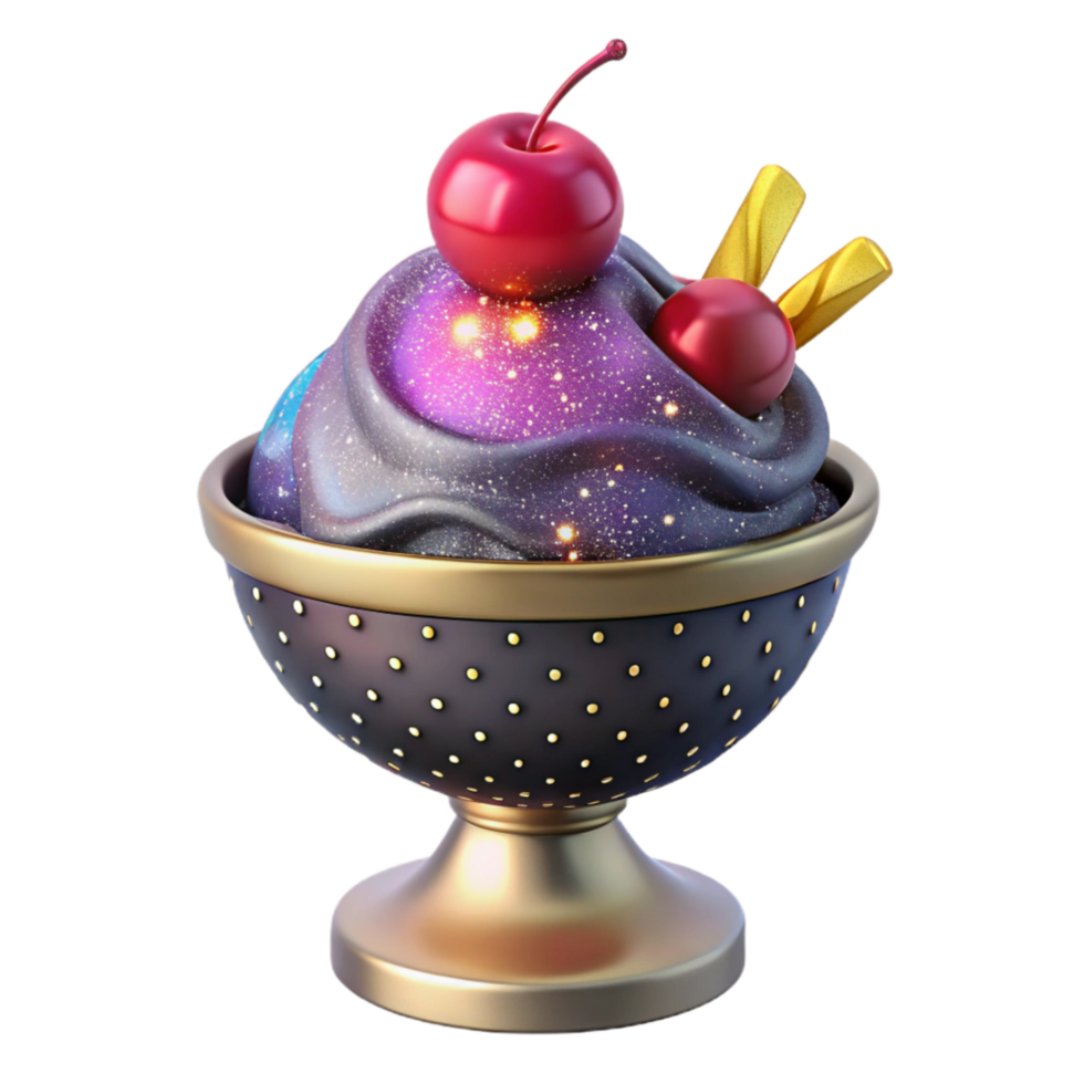 dramatic rustic Ice Cream Sundae Cutout with Toppings and Cherry and Isolated Background authentic png
