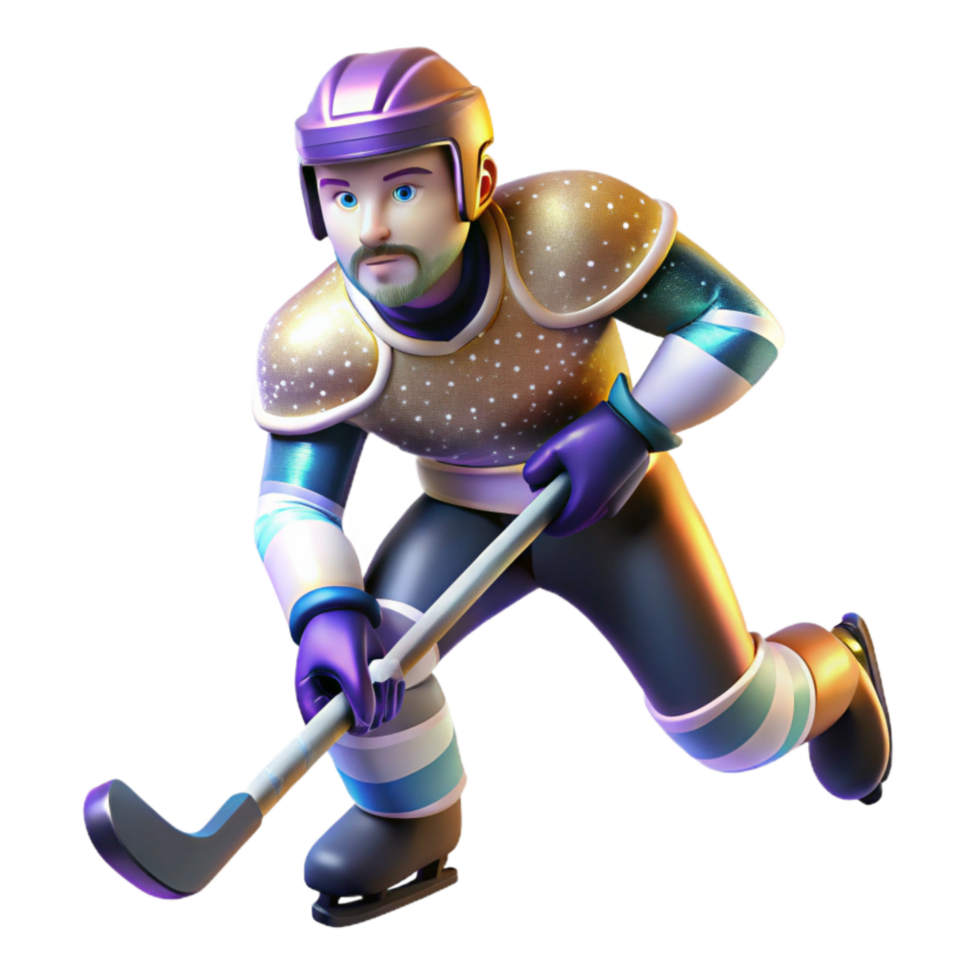 elegant creative Ice Hockey Player Skating with Puck Transparent authentic png