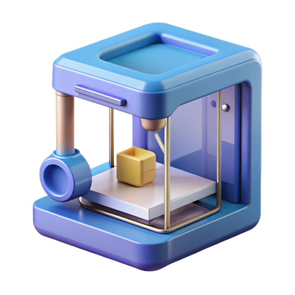 impressive classic Advanced 3D printer creating a complex object authentic png