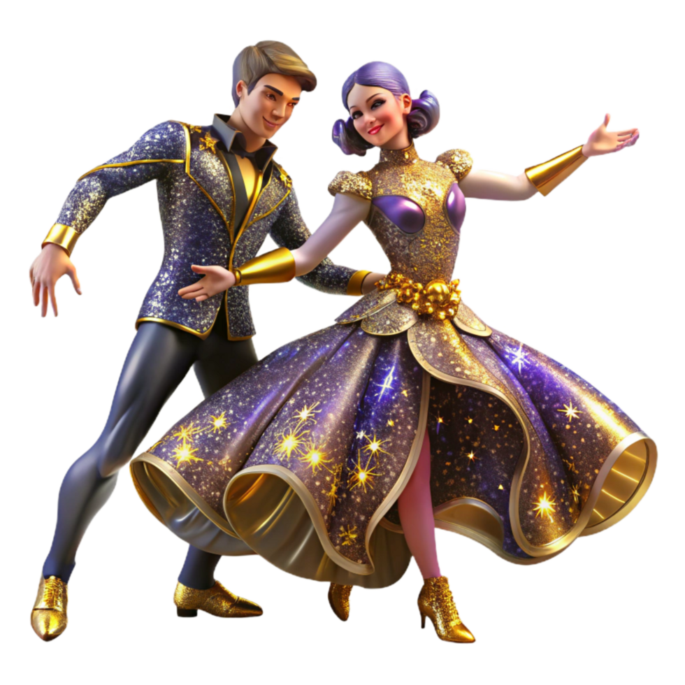 serene classic Intricate Ballroom Dance Competition Transparent Background with Detailed Costumes high quality png