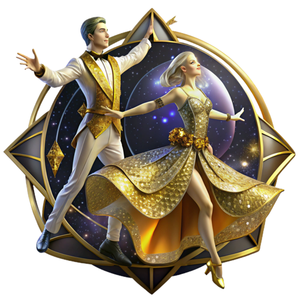 magnificent creative Intricate Ballroom Dance Competition Transparent Background with Detailed Costumes authentic png
