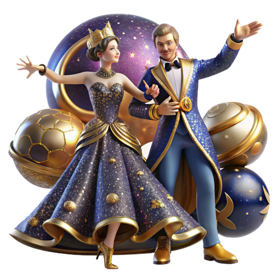 beautiful vintage Intricate Ballroom Dance Ensemble Cutout with Detailed Costumes exclusive png