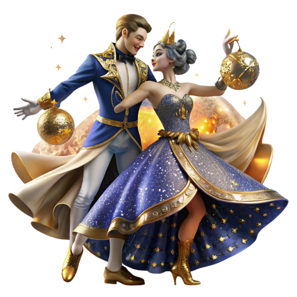 wonderful rustic Intricate Ballroom Dance Scene Cutout with Detailed Costumes detailed png