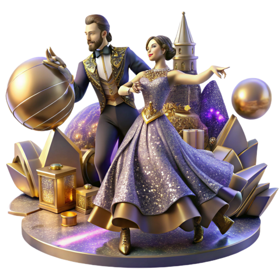 dramatic contemporary Intricate Ballroom Dance Scene Cutout with Detailed Costumes genuine png