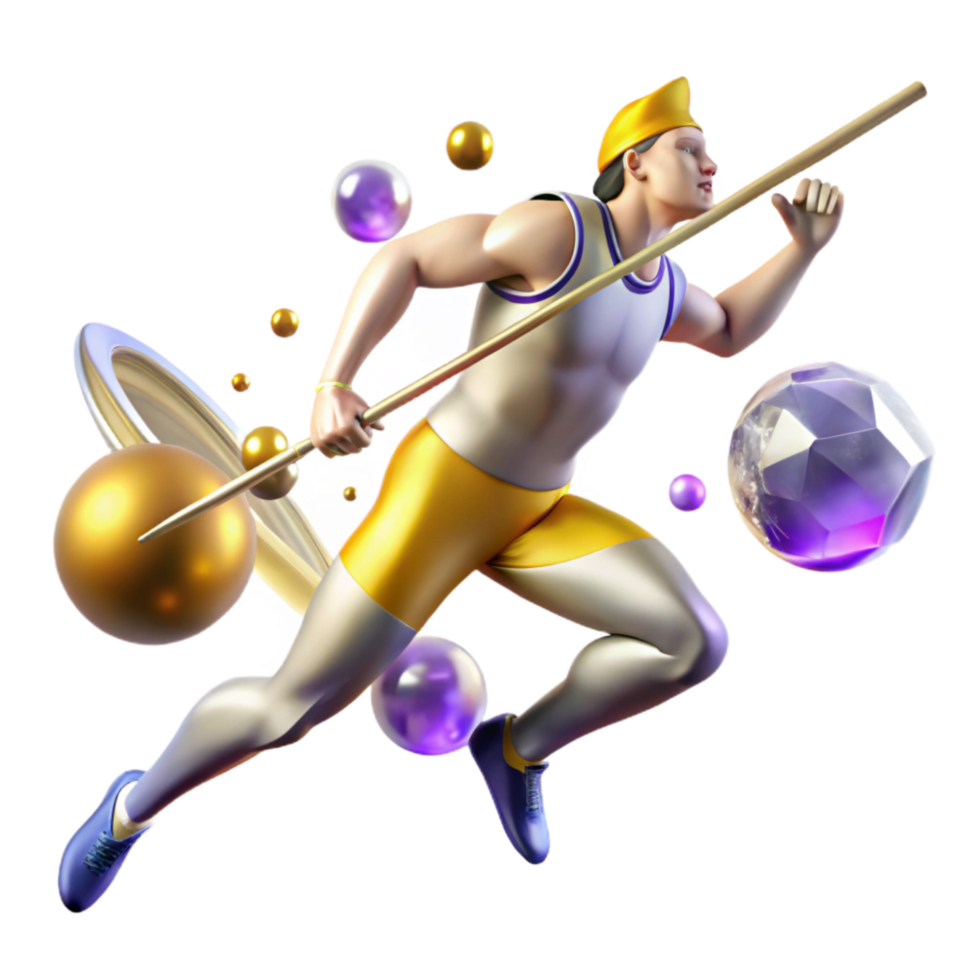 impressive rustic Javelin Thrower in Motion Blur Transparent Element exclusive png